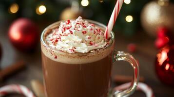 Peppermint Mocha with Whipped Cream and Candy Cane photo