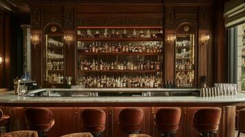 Luxurious Bar Interior with Extensive Liquor Collection photo