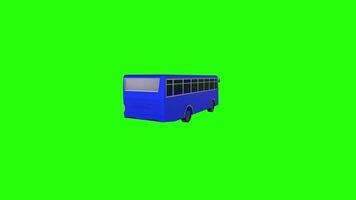 3D rendering of a blue bus moving on a bright green background video