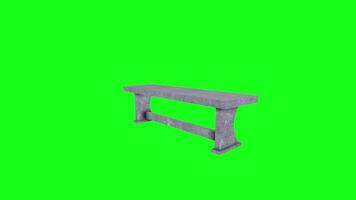 3D rendering of a concrete bench on a green background video