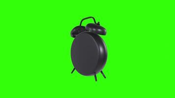3D rendering of a classic alarm clock on a green background video