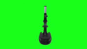 3D rendering of a black microscope on a green background video