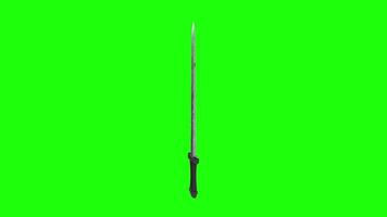 Detailed 3D rendering of a sword with a green background video