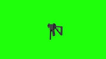 3D rendering of a black firearm with a green background video