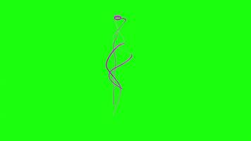 3D rendering of a twisting spiral on a bright green background video