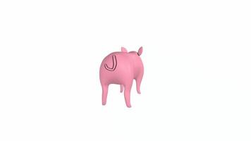 3D rendering of a pink pig with smooth texture and simple design video