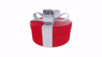 3D rendering of a colorful gift box with a bow on a white background video