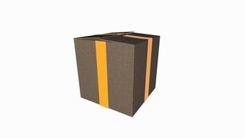 3D rendering of a brown box with a yellow stripe in a minimal setting video