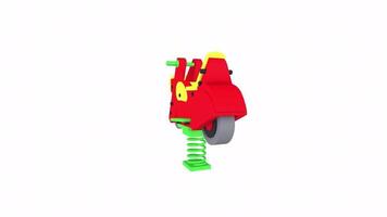 Colorful 3D rendering of a playful spring rider in a vibrant design video