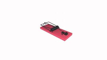 3D mouse trap on a red surface in a minimal setting video