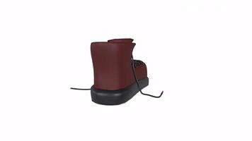 3D rendering of a brown boot with black sole and laces video