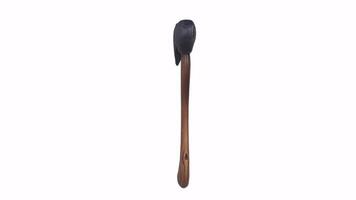 Realistic 3D rendering of a wooden-handled axe in studio lighting video