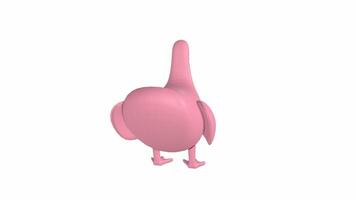 Playful 3D rendering of a pink duck in a minimalist design setting video