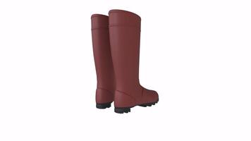 Realistic 3D rendering of brown rubber boots on a plain background video
