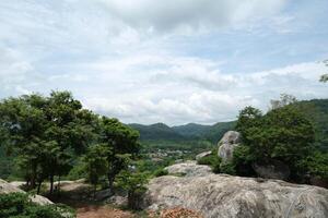 Natural view on the cliff at Wat Phra Phutta Chai, Saraburi province. photo
