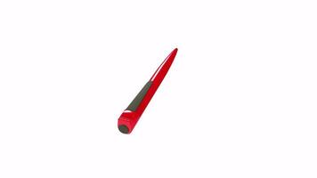 3D rendering of a red pen spinning on a white background video