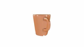 Detailed 3D rendering of an abstract orange mug on a plain background video