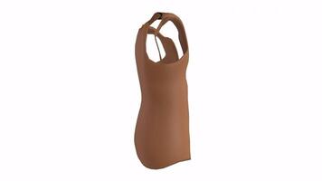 Detailed 3D rendering of a modern sleeveless brown top with open front video