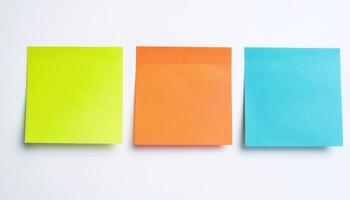 colorful sticky notes on white background creating a vibrant and organized workspace photo