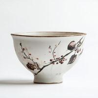 A bowl with a bird design on it photo