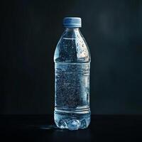 A bottle of water sitting on a table photo
