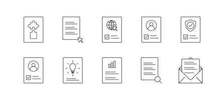 A set of icons that include a person, a book, a paper, and a pencil vector