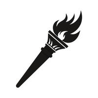 A black and white image of a torch with flames vector