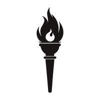 A black and white image of a torch with a flame vector