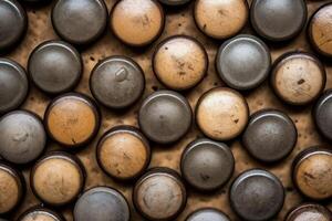 Close Up of Round Wooden and Metal Knobs photo