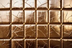 Gold Leather Texture Background with Studs photo