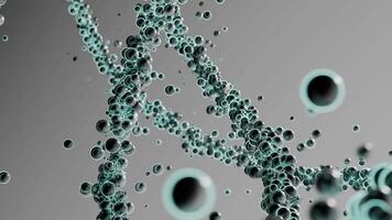 futurista sin costura lazo antecedentes en Ciencias ficción estilo con largo 3d estructuras hecho de brillante esferas resumen burbuja sustancia en un forma de tentáculos Moviente en cero gravedad. serpenteado 4k 60 fps video