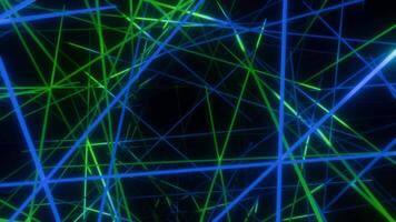 Looped background with abstract art composition made of glow blue and green lines with smooth shine effect. Bright animation for science fiction, music festival or club performance. VJ loop , 4K 60fps video