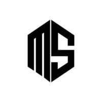 Letter branding Ms polygon shape unique logo idea vector