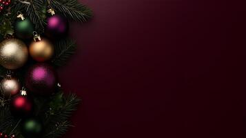Elegant Christmas background with colorful ornaments and ample text space for holiday greetings photo