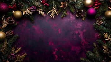 Festive Christmas background with decorative elements and ample space for your holiday messages photo