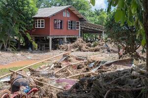 Local houses in Chiang Rai province destroyed by flooding after typhoon Yagi has swept Southeast Asia. photo