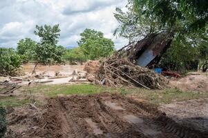 Local houses in Chiang Rai province destroyed by flooding after typhoon Yagi has swept Southeast Asia. photo