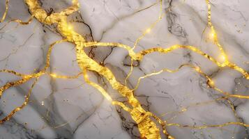 Elegant marble background with golden veins shining under soft light in luxury interior design photo