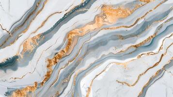 Elegant marble texture background featuring soft gray tones with golden accents and flowing patterns photo