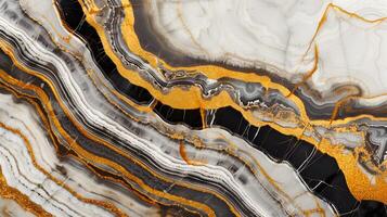 Elegant marble texture background with golden veins and intricate patterns in soft lighting photo