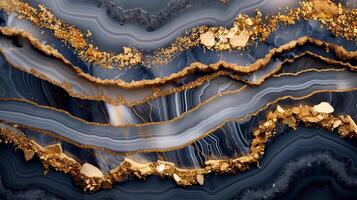 Elegant marble texture background with golden accents and flowing patterns in soft light photo