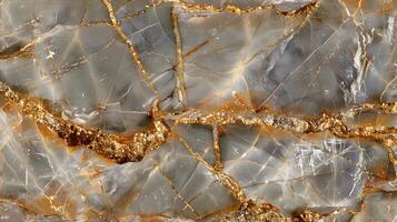 Elegant marble texture background with golden veins and intricate gray patterns photo