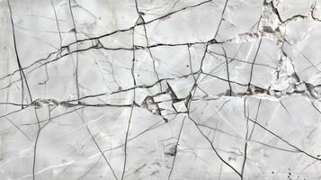 Elegant white marble background with intricate gray veining and cracks for modern design photo