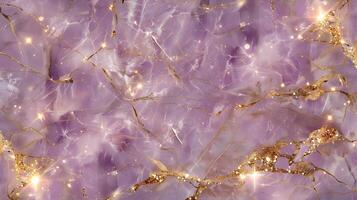 Elegant marble texture background with shimmering gold and purple hues for design projects photo