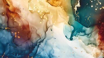 Abstract marble ink background with rich colors creating a fluid artistic effect and texture photo