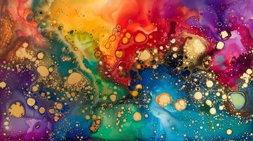 Vibrant marble ink background featuring rich colors and fluid patterns in an artistic display photo