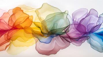 Flowing colors on a marble ink background create an abstract artistic display in soft hues photo