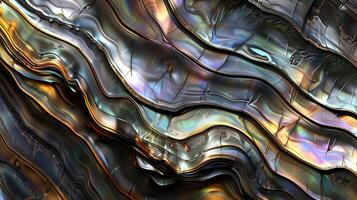 Textured opal background with vibrant waves of color revealing depth and light reflection photo