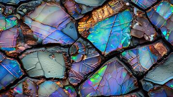 Vibrant opal texture background showcasing colorful patterns and unique geological formations photo