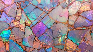 Vibrant opal texture background displaying colorful iridescent patterns and natural stone details photo